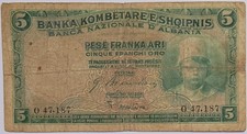 Albania 5 Franga Ari 1926 P#2
