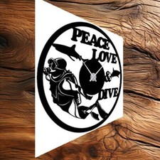 Orologio da parete su disco in vinile Pace amore e Sub immersione subacquea