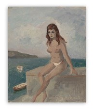 Giacinto Galbiati (Monza 1908-Pavia 1992) Opera Dipinto Olio su Tavola Ritratto