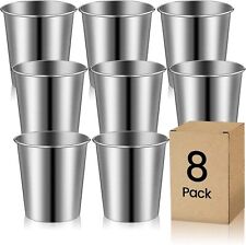 Tazze in Metallo Riutilizzabile, 8 Pezzi Tazza Acciaio Inox, 260 Ml Bicchieri in