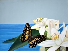 Olio su tela e acrilico - Primavera siciliana - dim. 40x30 cm - Dipinto a mano