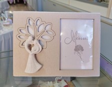 Portafoto legno con albero della vita e calamita sposi orizzontale cm.15x11 