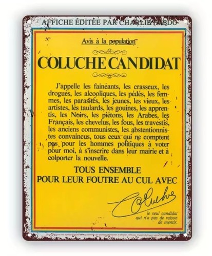 Plaque murale coluche candidat - coluche,