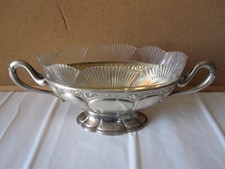 Centrotavola antico in argento e cristallo vintage fine '800 portafrutta d'epoca