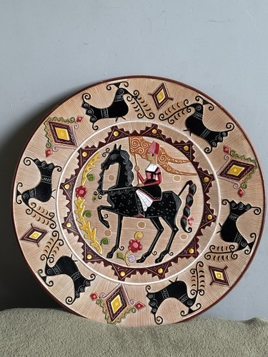 Sardinian carved ceramic plate - carved,