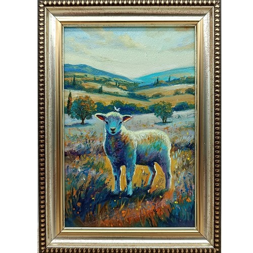 Dipinto olio originale agnello