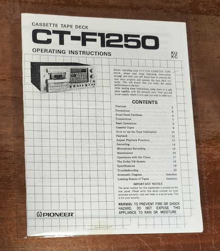 Pioneer f1250 cassette tape - pioneer, ct-f1250