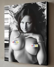 Quadro Monna Lisa HITT ARTIST PROOF B&W con certificato di autenticità - tela incorniciata 40x30 cm nudo
