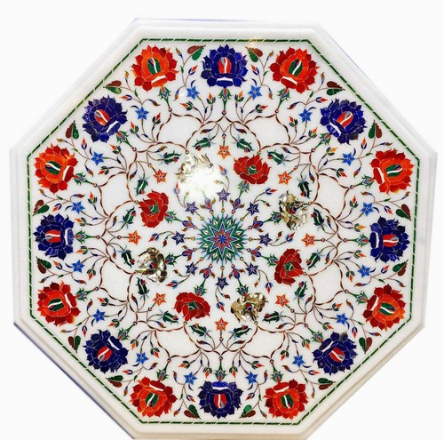 Tavolo piano intarsiato - 2'x2',