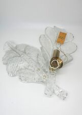 Coppia di applique lampade a muro vintage anni 70 in vetro, design foglia