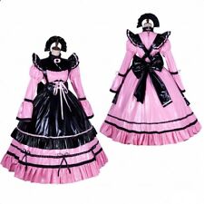 Costume cosplay vestito pvc rosa chiudibile a chiave ragazza cameriera gotica Sissy su misura