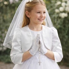 Bolero bambina bianco raso