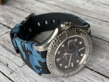 Cinturino in gomma svasata vulcanizzata BLU 20mm per orologi Rolex ceramica Yachtmaster