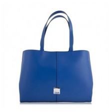 Borsa Thun in pelle shopper blu con charm fiore