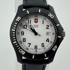 Orologio Quarzo Esercito Svizzero Donna 100m Resina Nera Lunetta Girevole Data Batteria Nuova
