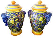 coppia VASI - ceramica cm 23x35  decorazione floreale  arte casa