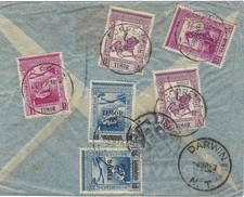 Timor 1948 Dili Env REG posta aerea Lisbona con 1P, 12A/1E, 10A, 8A(2) ScC23,C11,245