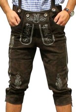 Pantaloni tradizionali in pelle nuovi marrone scuro modello Wiesn 46-48-50-52-54-56-58-60 + spalline