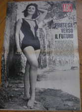 RAFFAELLA CARRA' POSTER SEXY RIVISTA ABC 1965 DOPPIO PAGINONE CENTRALE
