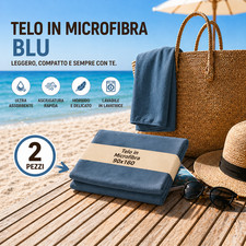 2 Telo Mare in Microfibra Blu