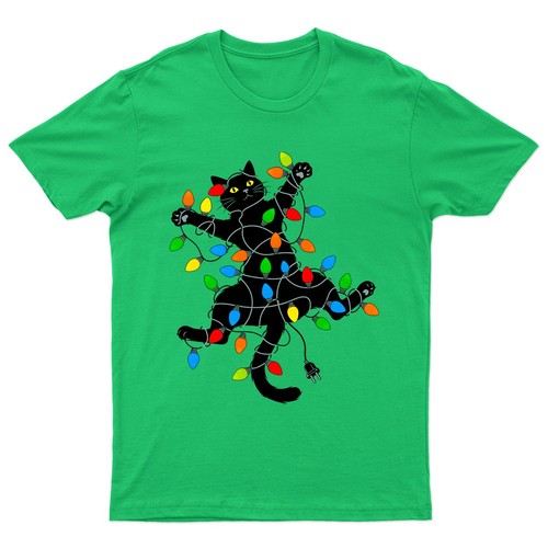 Shirt luci natale gatto - t-shirt,