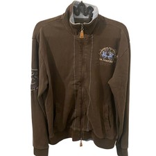Giacca Vintage La Martina Buenos Aires Argentina Full Zip Marrone Taglia Media