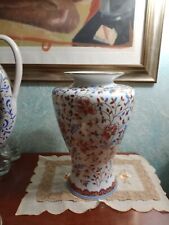 Vaso Artigianale Ancap in fine Porcellana decorato a rilievo in oro rosso e blu