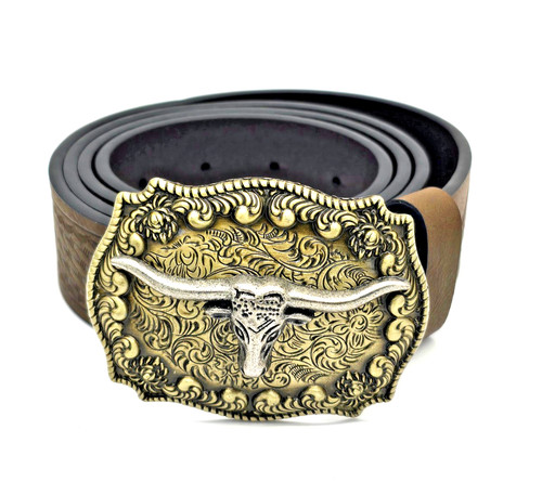 Western cowboy leather belt - pu,