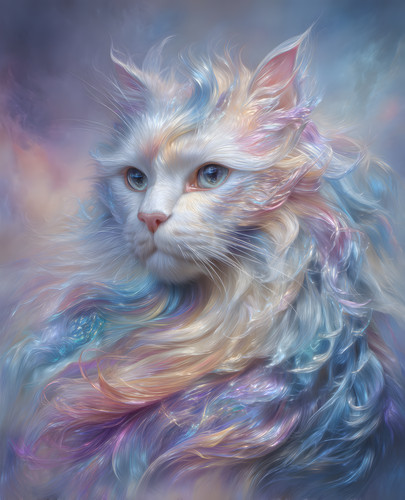 Gatto pelo lungo bianco occhi