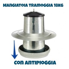 MANGIATOIA tramoggia 18kg metallo con antipioggia GALLINE POLLI ANATRE PULCINI
