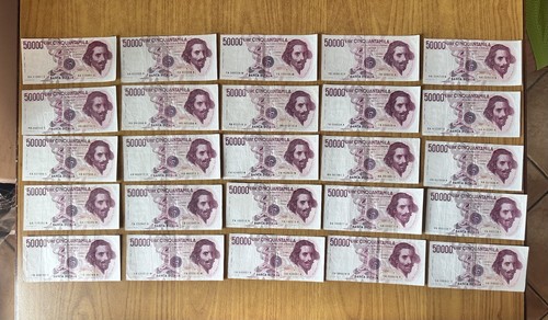 Lotto banconote lire - lire, 50000