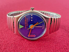 SWATCH COLDSTEEL QUARZO BRACCIALE ACCIAIO ELASTICO 1988 34 mm