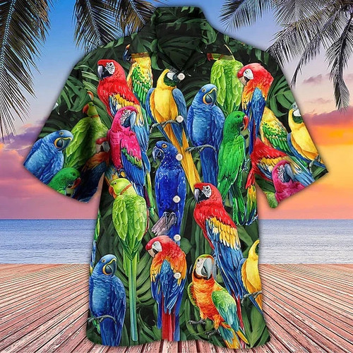 Camicia hawaiana pappagallo