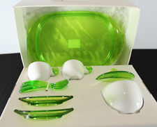 Guzzini Italia Porcellana Bianca Verde Lucite 2 Tazzine e Piattini Caffè Espresso RARO