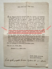 Mortara 1800 Antico Documento Comando Militare Austriaco Disertori Francesi