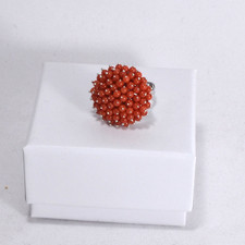 RED CORAL RING BALLS 3mm