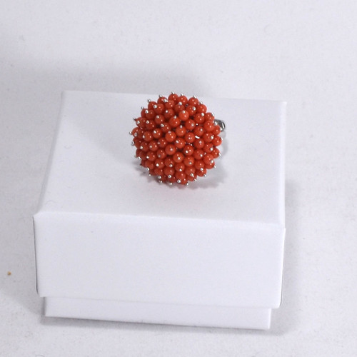 Anello corallo rosso pallini - anello,
