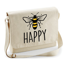 BEE HAPPY Borsa Messenger Imker Imkerei Con Frasi Divertenti