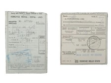 Biglietti ferrovia Roma Ostia lido Civitavecchia - Roma anni 1978 1977 FS treno