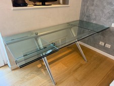Tavolo Sala in vetro con base in metallo 85 x 200 allungabile sino a 300 cm 