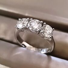 Anello trilogy Oro bianco 18 kt con 3 Diamanti naturali 2,14 CT colore G/H PI1