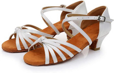 Bambina Scarpe Da Ballo Latino Americano Con Punta Pratica Scarpe Tacco Basso pe