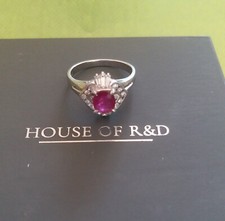 Anello donna platino-Rubino 0,79 ct Diamanti 0,33 ct con certificato, come nuovo