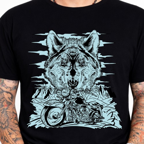 Maglietta grafica moto lupo