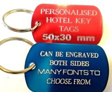 Personalised Hotel Key Tags Key Rings Key Fobs Car & Van Rental Schools Hotels