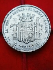Spagna  5 Pesetas 1869 Falso d'epoca Moneta Magnetica. 