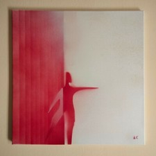 Quadro originale acrilico bomboletta spray su tela. cm 50 x 50. Rosso