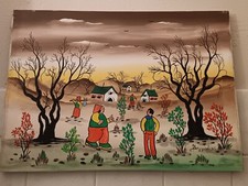 quadro dipinto  naif Emiliano Pittore Bozzano 1985 Stile  Antonio Ligabue. 