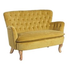 divano imbottito tessuto velluto giallo design vintage  divanetto poltrona