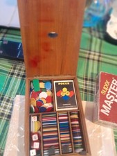 set carte + fiches dal negro scatola dal negro legno vintage